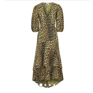 GANNI leopard wrap dress